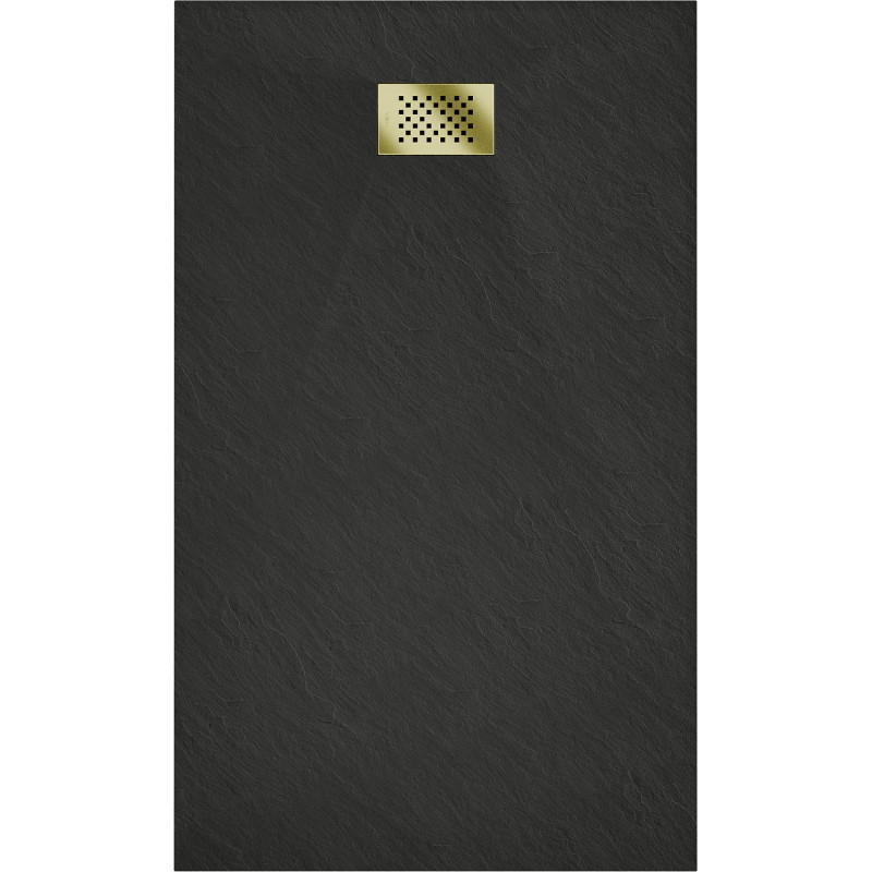 Mexen Hugo obdélníková sprchová vanička SMC 160 x 90 cm, černá, krytka zlatá - 42709016-G