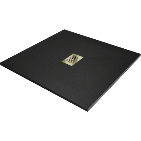 Mexen Hugo čtvercová sprchová vanička SMC 100 x 100 cm, černá, krytka zlatá - 42701010-G