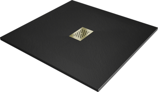 Mexen Hugo čtvercová sprchová vanička SMC 100 x 100 cm, černá, krytka zlatá - 42701010-G