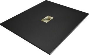 Mexen Hugo obdélníková vanička SMC 110 x 100 cm, černá, krytka zlatá - 42701011-G