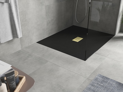 Mexen Hugo sprchová vanička obdélníková SMC 140 x 100 cm, černá, krytka zlatá - 42701014-G