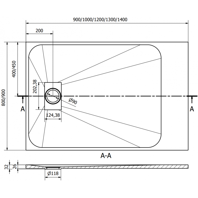 Mexen Hugo obdélníkový sprchový kout SMC 140 x 80 cm, černý, černý kryt - 42708014-B