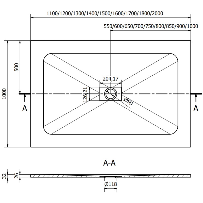 Mexen Hugo obdélníková sprchová vanička SMC 180 x 100 cm, černá, krytka černá - 42701018-B