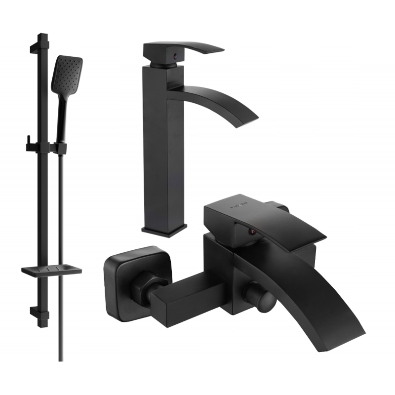 Mexen Libra DQ62 koupelnový set, černý - 745113DQ62-70