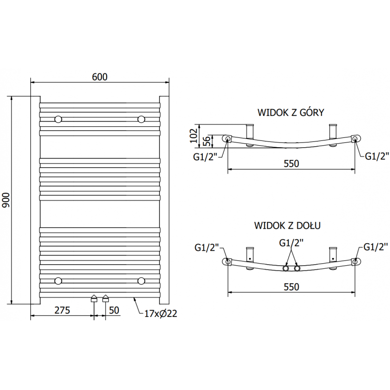 Mexen Ares elektrický radiátor 900 x 600 mm, 300 W, chrom - W102-0900-600-2300-01