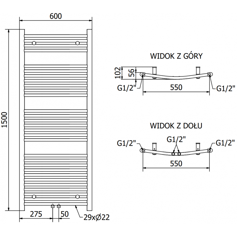 Mexen Ares elektrický radiátor 1500 x 600 mm, 900 W, černý - W102-1500-600-2900-70