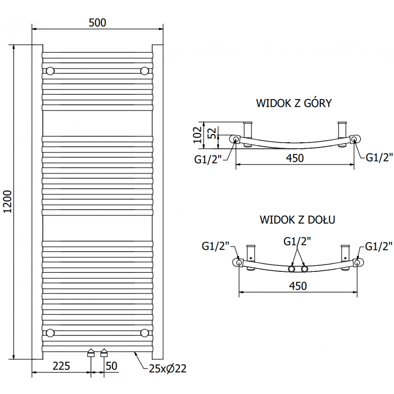 Mexen Ares elektrický radiátor 1200 x 500 mm, 500 W, černý - W102-1200-500-6500-70