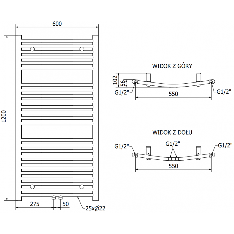 Mexen Ares elektrický radiátor 1200 x 600 mm, 600 W, černý - W102-1200-600-6600-70