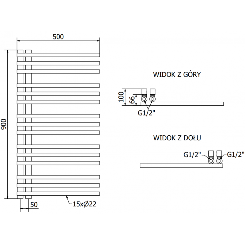 Mexen Neptun elektrický radiátor 900 x 500 mm, 600 W, černý - W101-0900-500-2600-70