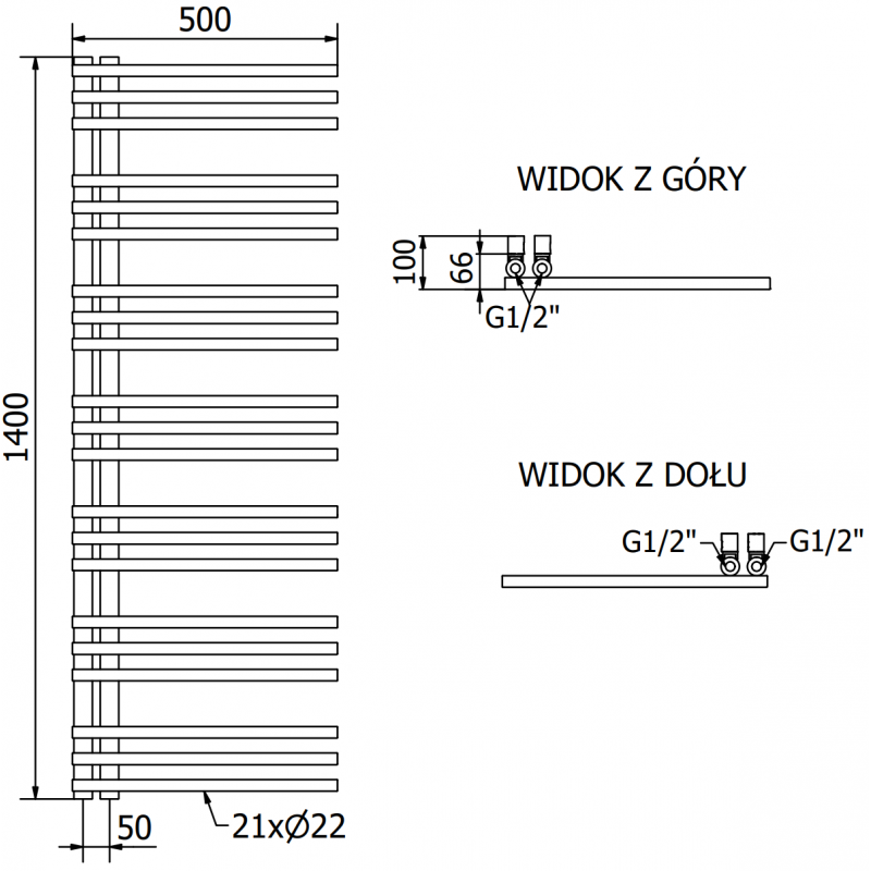Mexen Neptun elektrický radiátor 1400 x 500 mm, 600 W, černý - W101-1400-500-2600-70