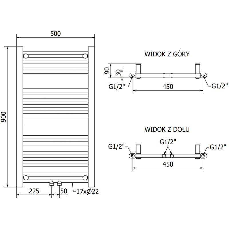Mexen Mars elektrický radiátor 900 x 500 mm, 400 W, bílý - W110-0900-500-6400-20