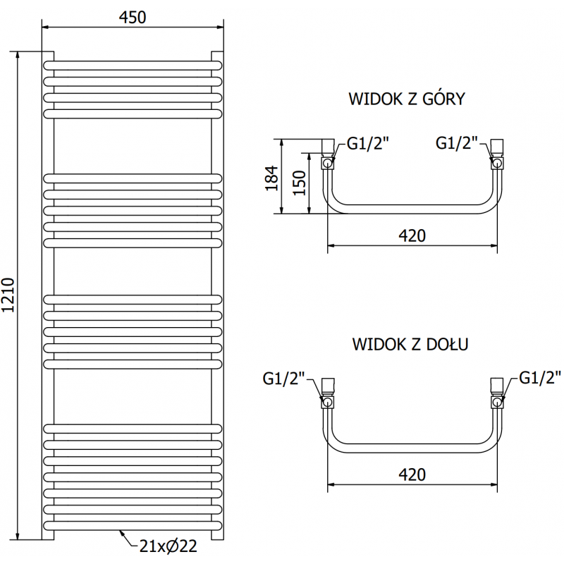 Mexen Apollo elektrický radiátor 1210 x 450 mm, 600 W, černý - W117-1210-450-2600-70