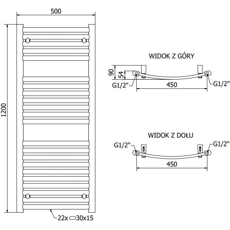 Mexen Helios elektrický radiátor 1200 x 500 mm, 600 W, černý - W103-1200-500-2600-70