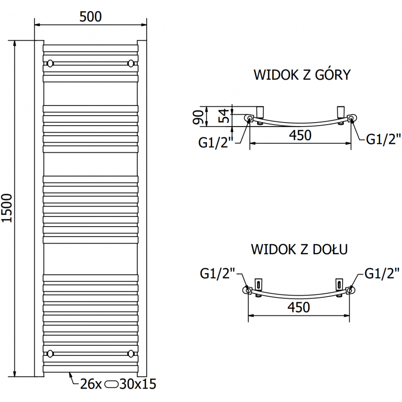 Mexen Helios elektrický radiátor 1500 x 500 mm, 900 W, antracit - W103-1500-500-2900-66