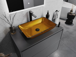 Mexen Megan skleněné umyvadlo na desku 56 x 36 cm, zlaté - 24135650