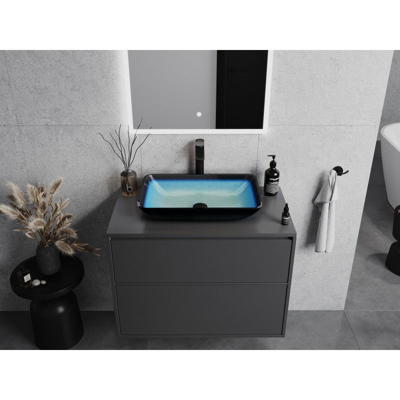 Mexen Megan skleněné umyvadlo na desku 56 x 36 cm, modré - 24135647