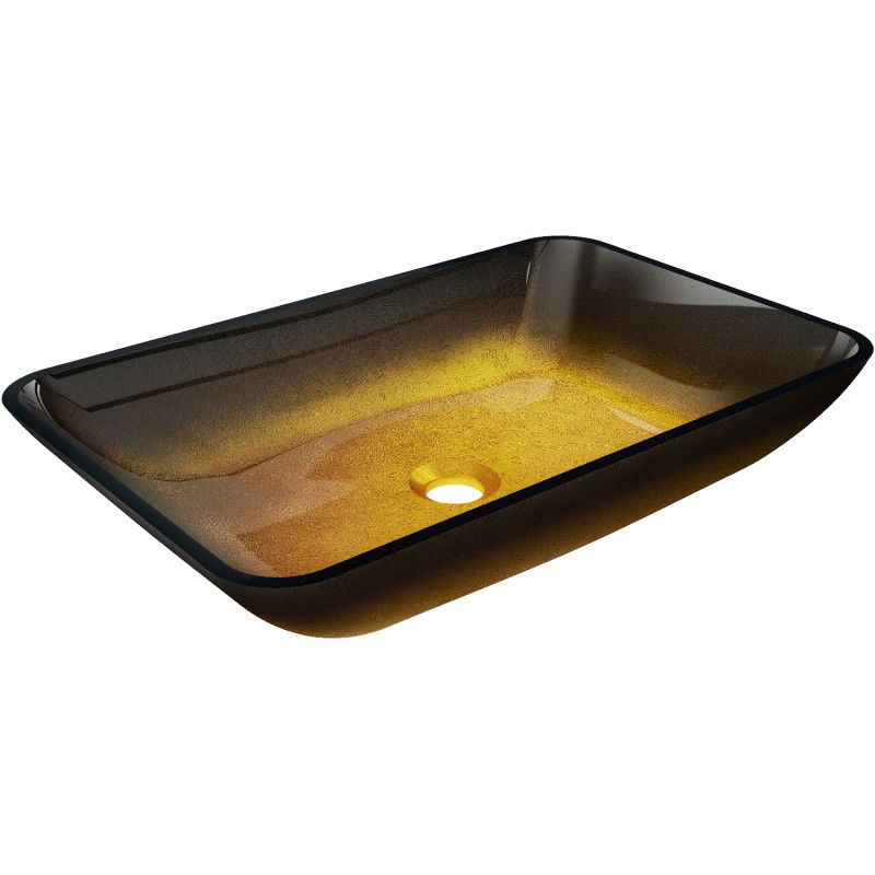 Mexen Megan skleněné umyvadlo na desku 56 x 36 cm, tmavě zlaté - 24135651