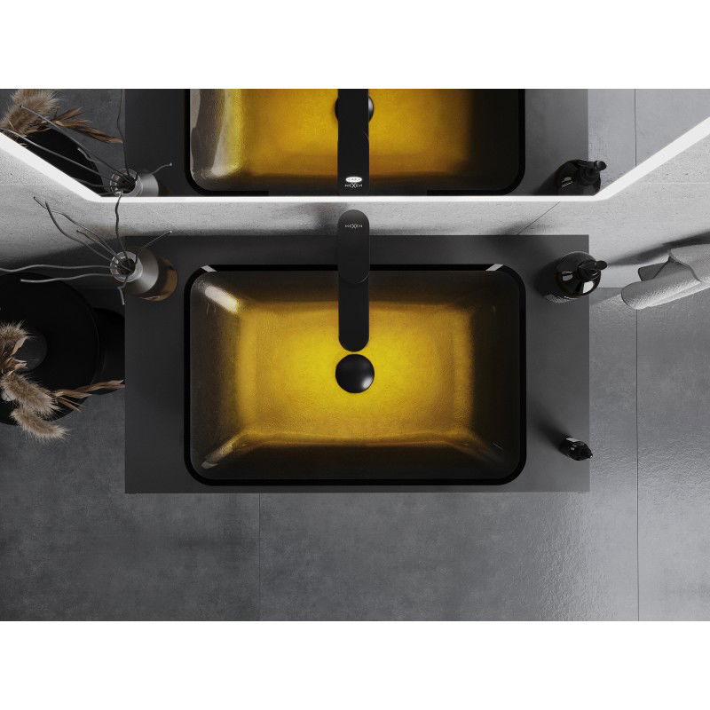 Mexen Megan skleněné umyvadlo na desku 56 x 36 cm, tmavě zlaté - 24135651