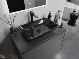 Mexen Megan skleněné umyvadlo na desku 56 x 36 cm, černé - 24135670