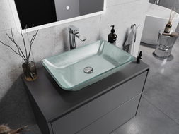 Mexen Megan skleněné umyvadlo na desku 56 x 36 cm, stříbrná - 24135611