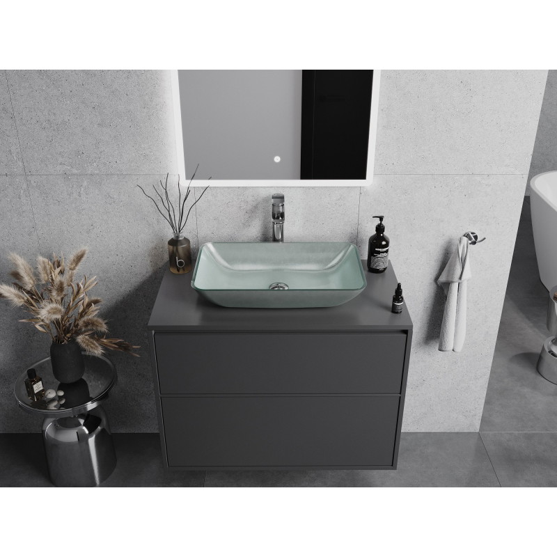 Mexen Megan skleněné umyvadlo na desku 56 x 36 cm, stříbrné - 24135611