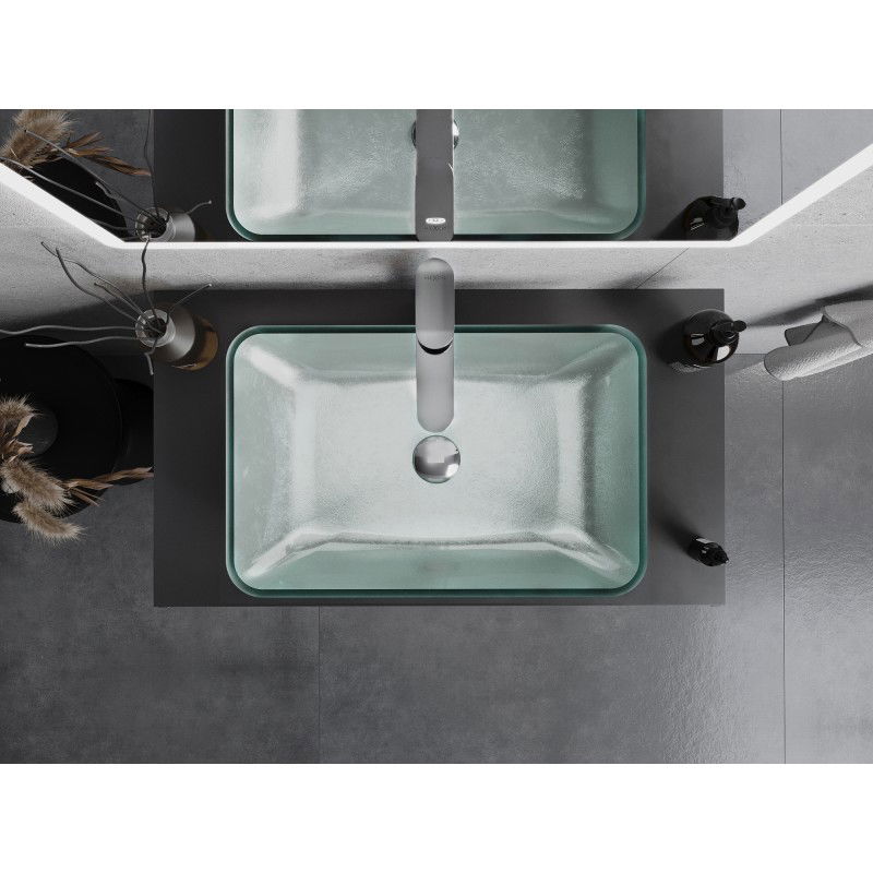 Mexen Megan skleněné umyvadlo na desku 56 x 36 cm, stříbrná - 24135611