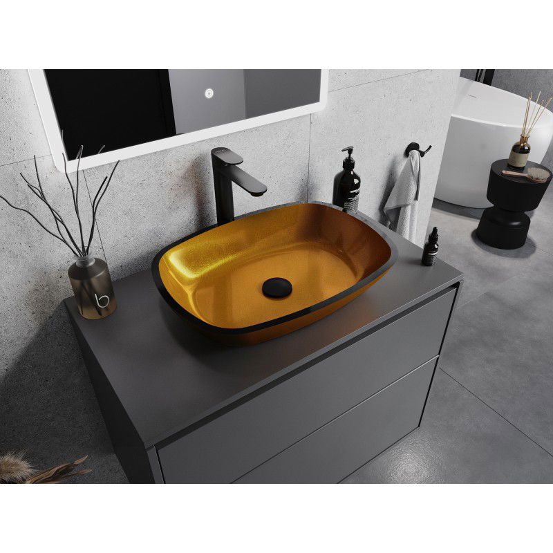 Mexen Araks skleněné umyvadlo na desku 54 x 39 cm, zlaté - 24155450