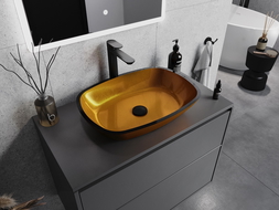 Mexen Araks skleněné umyvadlo na desku 54 x 39 cm, zlaté - 24155450