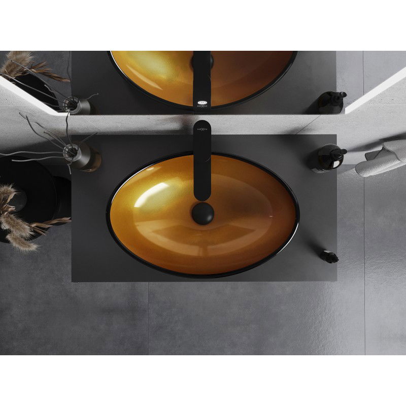 Mexen Sonia skleněné umyvadlo na desku 54 x 37 cm, zlaté - 24145450