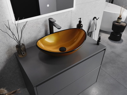 Mexen Sonia skleněné umyvadlo na desku 54 x 37 cm, zlaté - 24145450