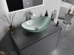 Mexen Sonia skleněné umyvadlo na desku 54 x 37 cm, stříbrné - 24145411