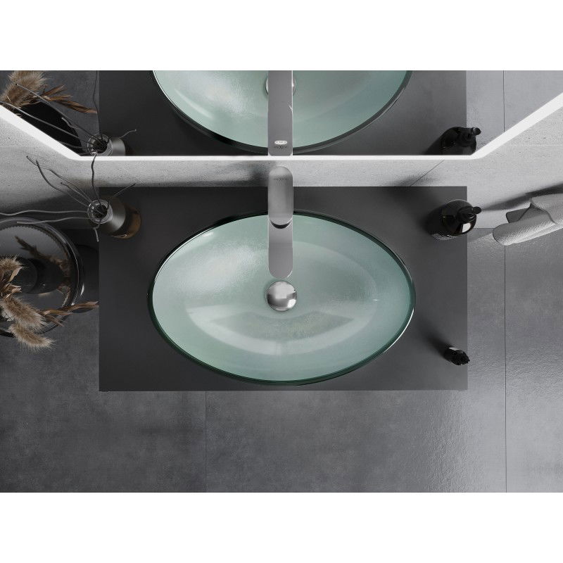 Mexen Sonia skleněné umyvadlo na desku 54 x 37 cm, stříbrné - 24145411