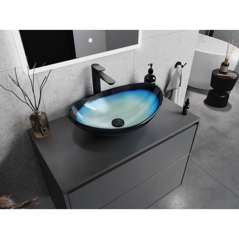 Mexen Sonia skleněné umyvadlo na desku 54 x 37 cm, modré - 24145447