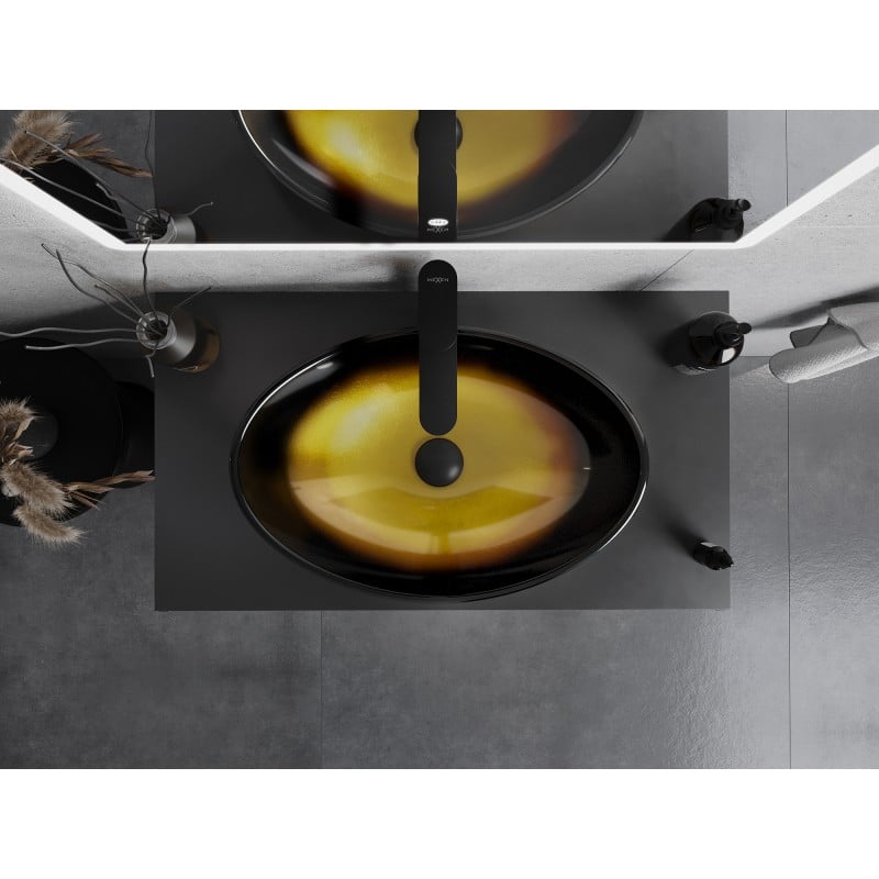 Mexen Sonia skleněné umyvadlo na desku 54 x 37 cm, tmavě zlaté - 24145451