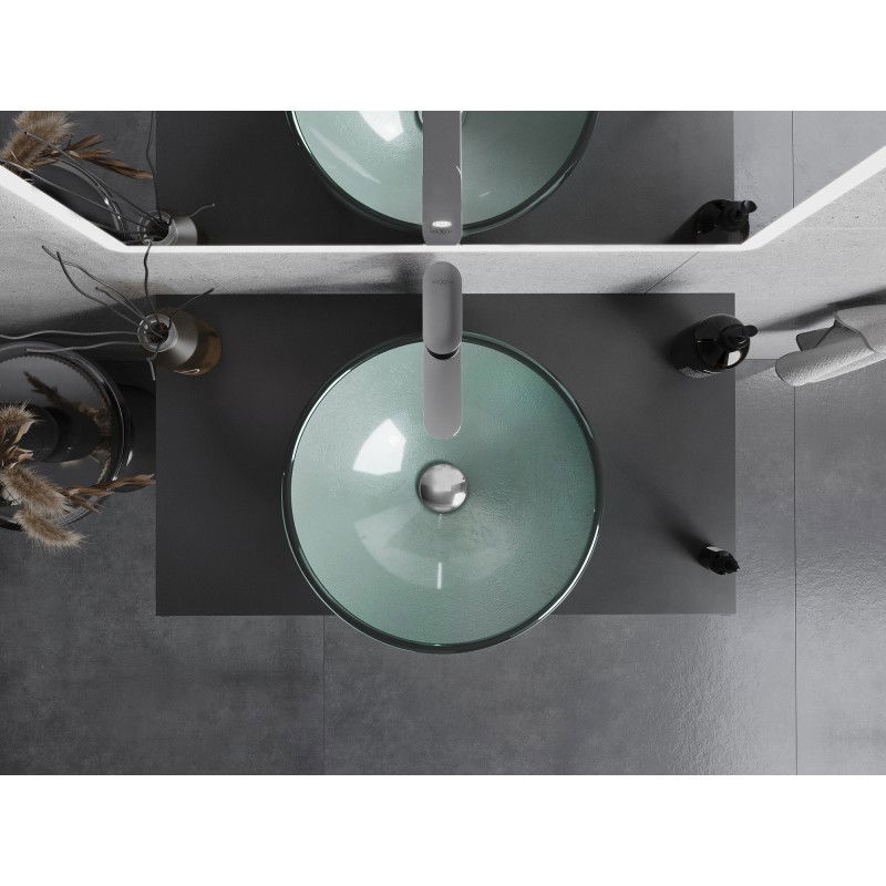 Mexen Mira skleněné umyvadlo na desku 42 x 42 cm, stříbrné - 24124211