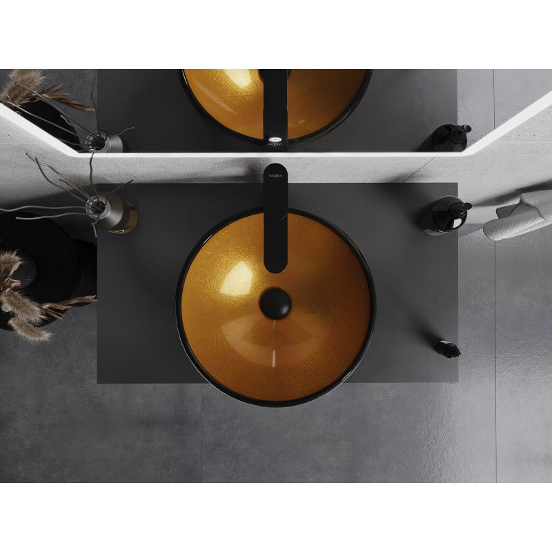 Mexen Mira skleněné umyvadlo na desku 42 x 42 cm, zlaté - 24124250