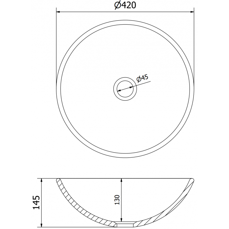 Mexen Mira skleněné umyvadlo na desku 42 x 42 cm, zlaté - 24124250