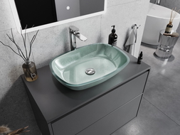 Mexen Araks skleněné umyvadlo na desku 54 x 39 cm, stříbrné - 24155411