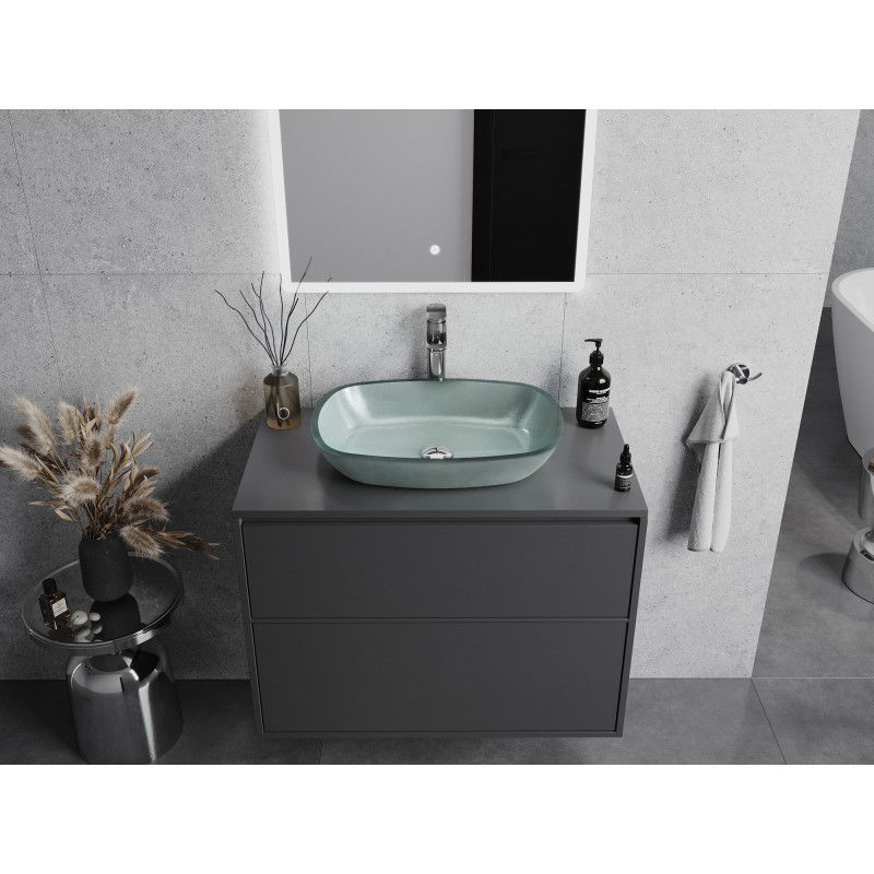 Mexen Araks skleněné umyvadlo na desku 54 x 39 cm, stříbrné - 24155411