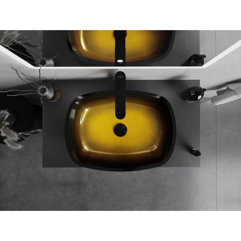 Mexen Araks skleněné umyvadlo na desku 54 x 39 cm, tmavě zlaté - 24155451