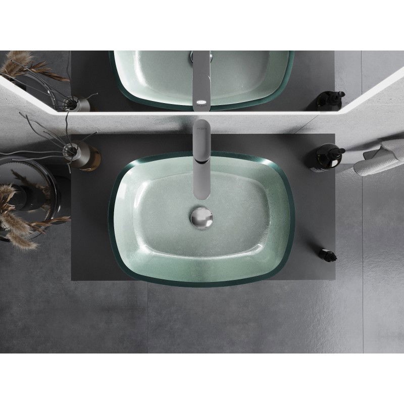 Mexen Araks skleněné umyvadlo na desku 54 x 39 cm, stříbrné - 24155411