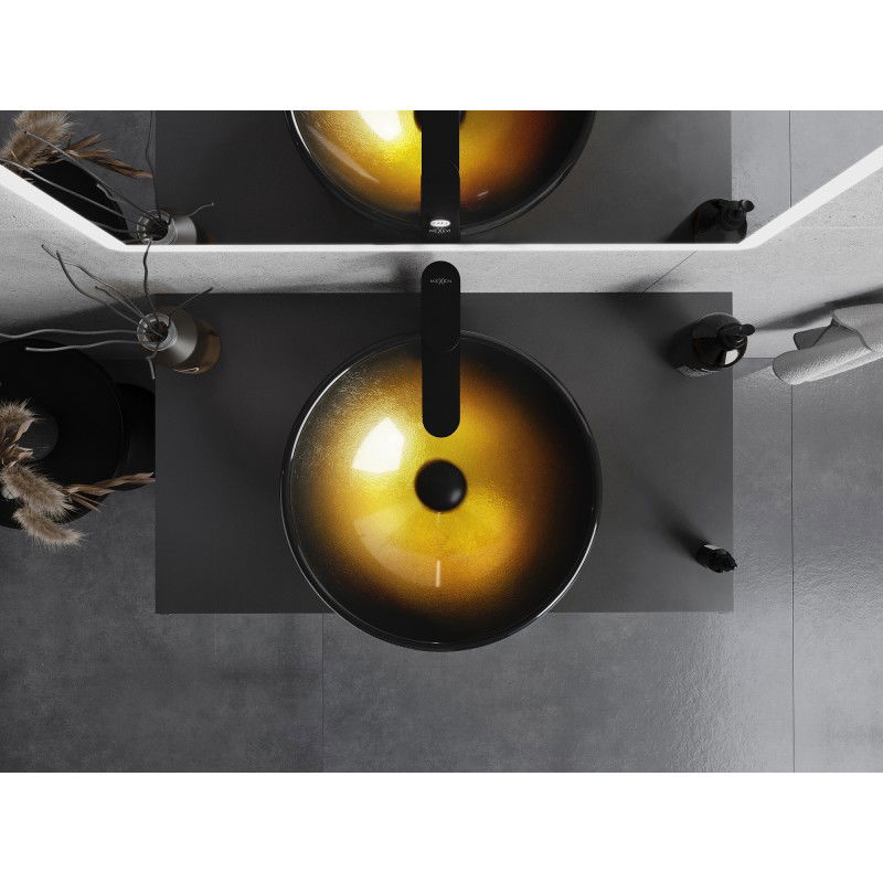 Mexen Mira skleněné umyvadlo na desku 42 x 42 cm, tmavě zlaté - 24124251