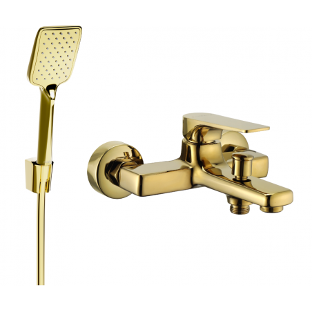 Mexen Lynx R62 vanová baterie se sprchovou sadou, zlatá - 74593R62-50