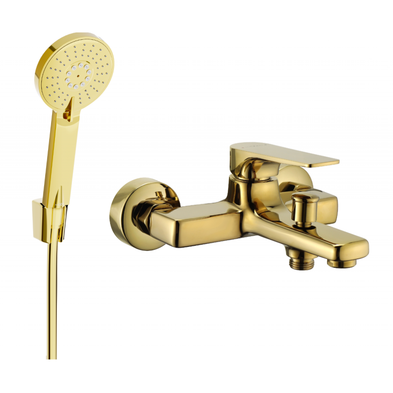 Mexen Lynx R40 koupelnová baterie se sprchovým setem, zlatá - 74593R40-50