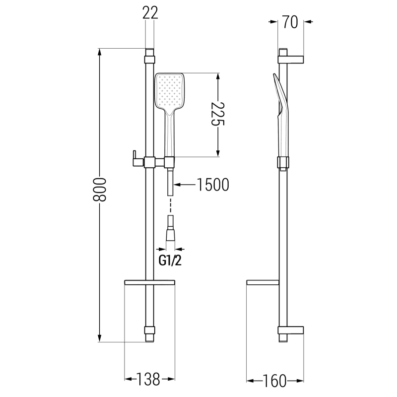 Mexen Lynx DQ62 sprchová baterie se sprchovým setem, zlatá - 74594DQ62-50