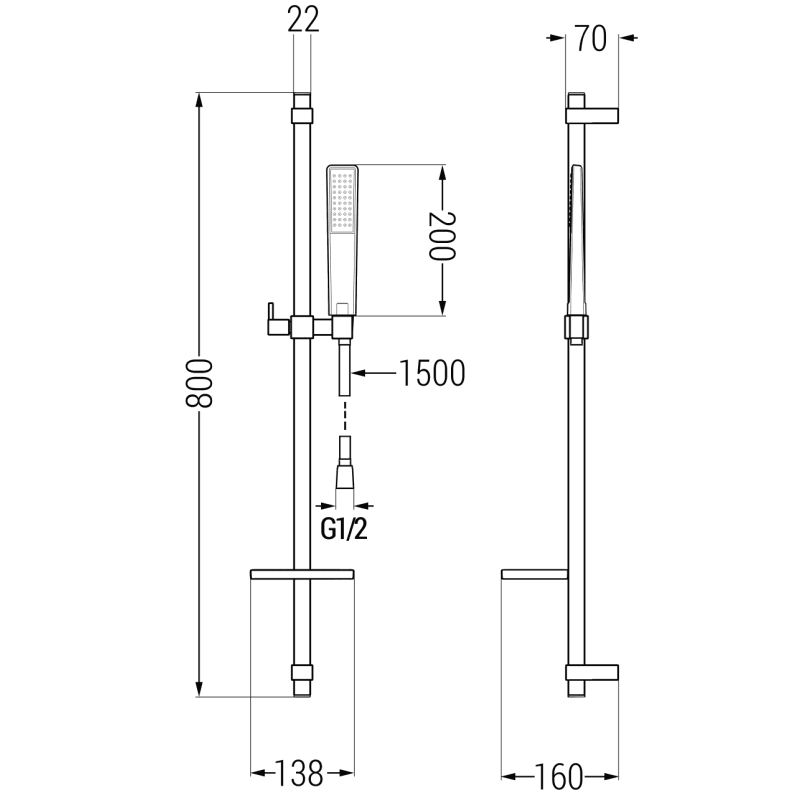 Mexen Lynx DQ72 sprchová baterie se sprchovým setem, černá - 74594DQ72-70