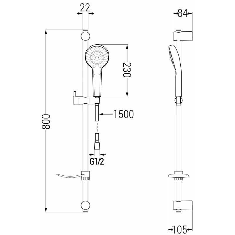 Mexen Milo DF05 vanová sada, černá - 713153DF05-70