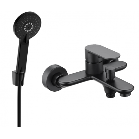 Mexen Milo R40 vanová baterie se sprchovou soupravou, černá - 7133R40-70