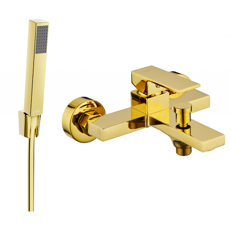 Mexen Uno R77 vanová baterie se sprchovou sadou, zlatá - 7143R77-50