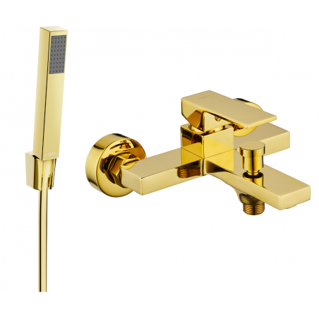 Mexen Uno R77 vanová baterie se sprchovou sadou, zlatá - 7143R77-50